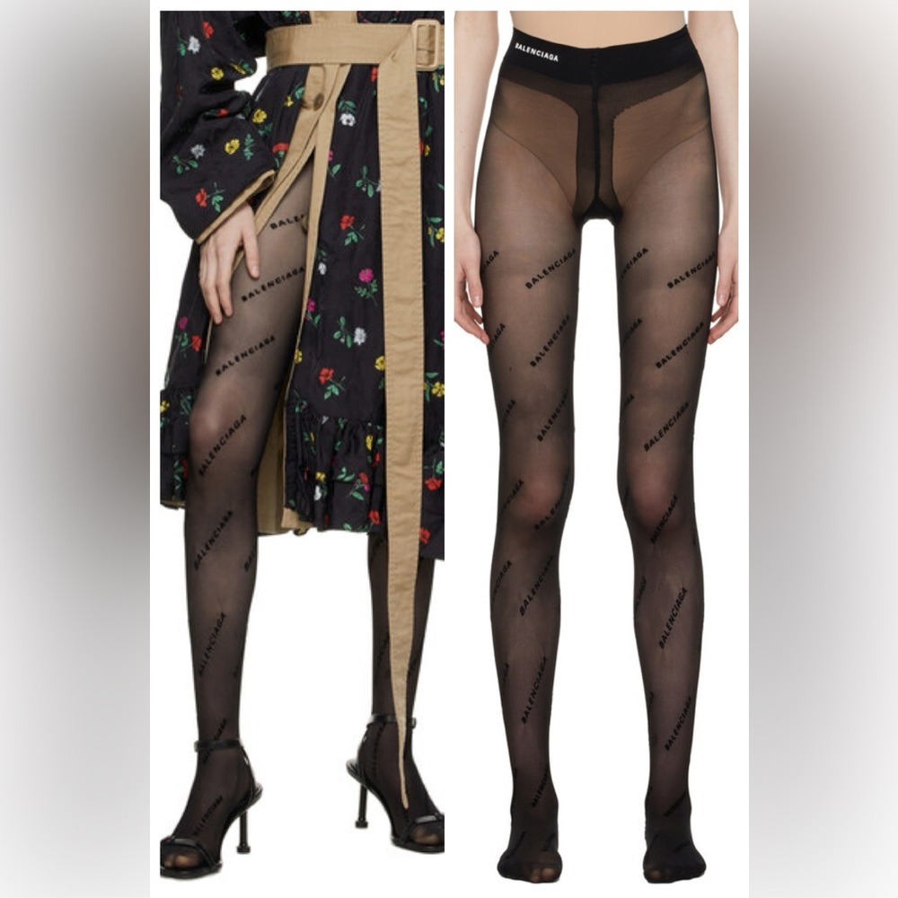 Balenciaga Black Logo Tights